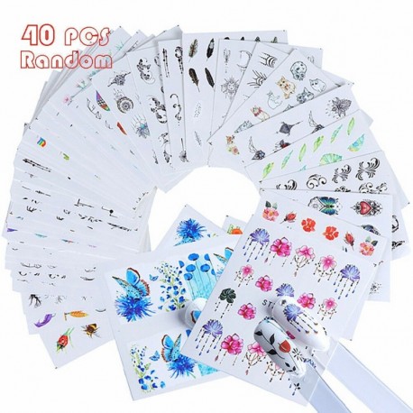 40db Körömdíszítő matrica - unisex - Virág mintákkal - Többféle mintával