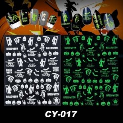 Sötétben világító ideiglenes köröm tetoválás - vízálló matrica - unisex - Többféle Halloween mintával - 017