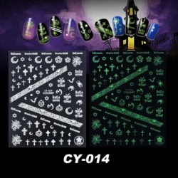 Sötétben világító ideiglenes köröm tetoválás - vízálló matrica - unisex - Többféle Halloween mintával - 014
