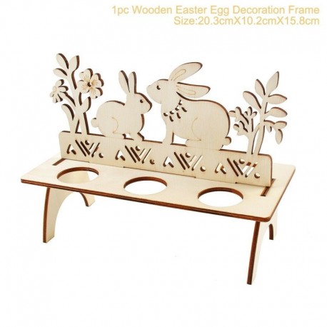 Nyúl tojástartó - Fából készült kézműves nyúl tojás díszek dekoratív húsvéti nyuszi DIY házibuli dekoráció