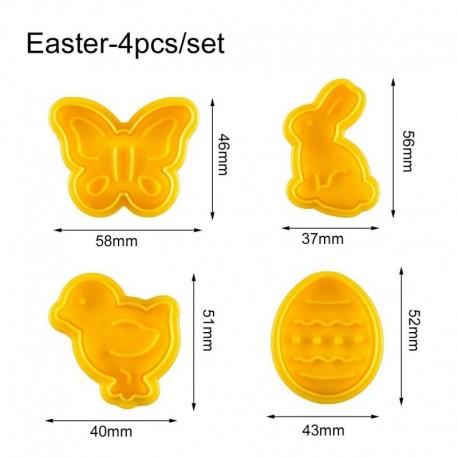 Húsvéti formák - 4db-os szett - Sütemény formázó - kiszúró forma - A verzió