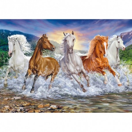 Ló-B1036 - 5D barkács teljes körű fúró gyémántfestés gyep lovak kereszt öltés készlet
