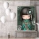 3 * Kokeshi baba 30 * 40cm - Gyémántfestés Kokeshi Doll 5D teljes kerek falú kép barkácskészlet 30x40cm