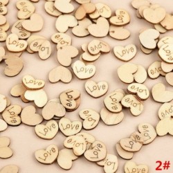 100db 15x12x2mm-es Szív alakú fa dísz - LOVE gravítozással - Ünnepi dísz - Karácsonyi dekoráció - 2