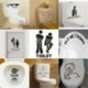 * 6 - WC-WC WC-matrica Vinyl Art kivehető fürdőszobai falfestmény Home DIY Decor