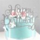 Happy Birthday - Ezüst színű csillogós akril tortadísz szülinapra - 1