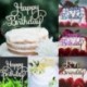 Happy Birthday - Ezüst színű csillogós akril tortadísz szülinapra - 1