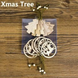 12db 13x6cm-es Rénszarvas - Karácsonyfa alakú fa dísz - Karácsonyi dekoráció