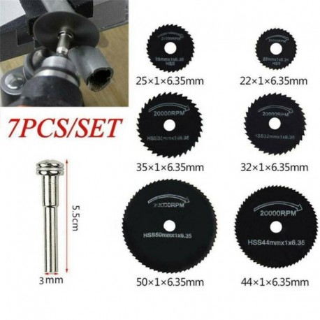 Nincs szín - 7 db 22-50 mm-es HSS körfűrészlapos vágókorong készlet és tüske AU fúrógéphez