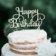 2db Happy Birthday - Arany színű csillogó akril tortadísz szülinapra