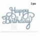 2db Happy Birthday - Kék színű csillogó akril tortadísz szülinapra