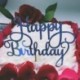 2db Happy Birthday - Sötét rózsaszín csillogó akril tortadísz szülinapra
