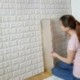 Nincs szín - Öntapadó kő tégla 3D falmatrica panel vastag puha PE hab falikar Egyesült Királyság