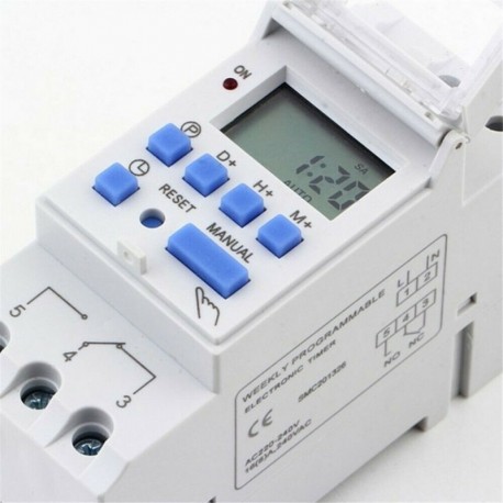 Nincs szín - Digitális LCD DIN programozható heti sínidőzítő AC 220V 16A időrelé kapcsoló USA
