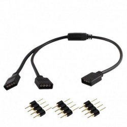 1-től 2-ig - 4 tűs RGB LED-elosztó csatlakozó kábelhuzal csatlakozó adapter az 5050 3528 Led szalaghoz