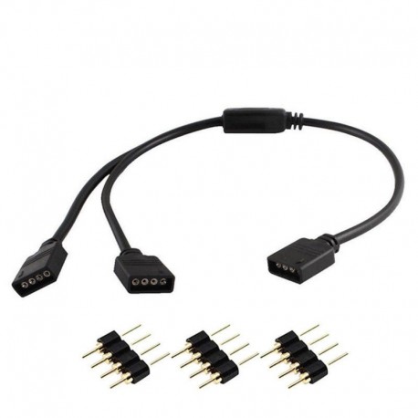 1-től 2-ig - 4 tűs RGB LED-elosztó csatlakozó kábelhuzal csatlakozó adapter az 5050 3528 Led szalaghoz