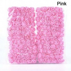 Rózsaszín - 144x művirág hamis mini habrózsák szárú esküvői csokor dekorokkal CA
