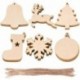 Hóember - 10PC karácsonyi faragott fa forgács medál karácsonyfa ajándék díszek DIY party dekoráció