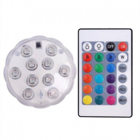 4 x fény   1x távirányító - 4db 10LED RGB merülő medence pezsgőfürdő SPA lámpa IR távoli tó fény