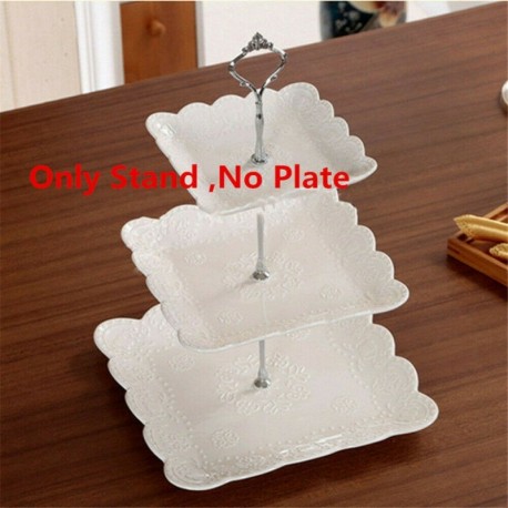 Nincs szín - 3 rétegű üveg torta állvány délutáni tea esküvői tányér parti étkészlet kijelző Egyesült