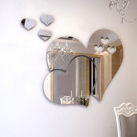 Nincs szín - Kivehető 3D-s tükör Love Hearts fali matrica Otthoni művészeti falfestmény matrica dekoráció DIY