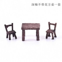 Négyszögletes asztal (virágok nélkül) - Miniatűr tündérkerti dísz dekoráció kézműves udvar kiegészítők Gyerekek