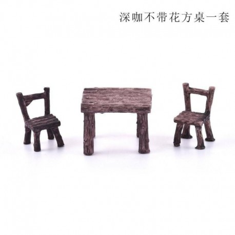 Négyszögletes asztal (virágok nélkül) - Miniatűr tündérkerti dísz dekoráció kézműves udvar kiegészítők Gyerekek