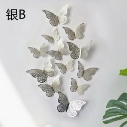 Arany_B - 12db 3D-s pillangós falimatrica Hűtő art matrica matricák otthoni szoba barkács dekoráció
