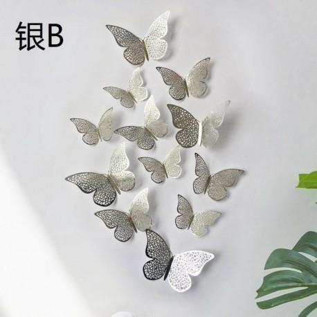 Arany_B - 12db 3D-s pillangós falimatrica Hűtő art matrica matricák otthoni szoba barkács dekoráció