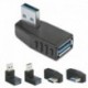 Bal (USB 3.0 férfi - nő) - 90 fokos USB 3.0 A férfi-női adapter kábel szöghosszabbító hosszabbító vezeték