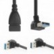 Bal (USB 3.0 férfi - nő) - 90 fokos USB 3.0 A férfi-női adapter kábel szöghosszabbító hosszabbító vezeték