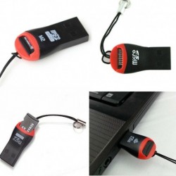 Nincs szín - 2PCS nagysebességű USB 2.0 Micro SD SDHC TF memóriakártya-olvasó mini adapter fekete