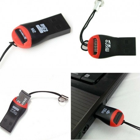 Nincs szín - 2PCS nagysebességű USB 2.0 Micro SD SDHC TF memóriakártya-olvasó mini adapter fekete