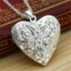 Locket üreges szív fénykép - Új egyszerű édes szavak Szeretem ezüst tónusú medál nyaklánc lánc legjobb szerető