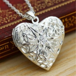 Locket üreges szív fénykép - Új egyszerű édes szavak Szeretem ezüst tónusú medál nyaklánc lánc legjobb szerető