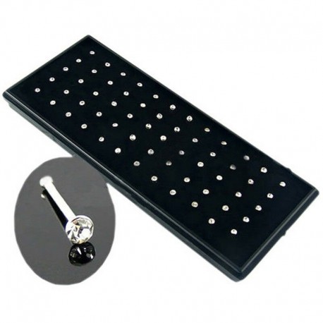 Ezüst - 60x kristály strassz orr gyűrű csont csavar rozsdamentes acél testpiercing ékszerek