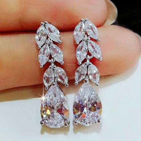 Nincs szín - 925 Sterling Silver Round Dangle Stone Stud fülbevaló női ékszer ajándék Egyesült Királyságban