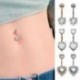 * 1 Ezüst - Ragyogjon köldök hasi gomb gyűrűk bár kristályvirág dangle test Piercing ékszerek