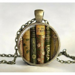 Nincs szín - Tanári könyv ajándék Cabochon tibeti bronz üveglánc vintage medál nyaklánc