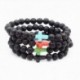 Fekete Kereszt - Férfi fekete lávakő kő türkiz kereszt varázsa gyöngyös elasztikus karkötő ékszerek