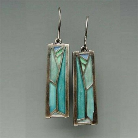 * 102 (4X1CM) - 925 ezüst dangle csepp fülbevaló fülhorog holdkő női divat ékszer ajándék