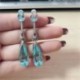 * 102 (4X1CM) - 925 ezüst dangle csepp fülbevaló fülhorog holdkő női divat ékszer ajándék