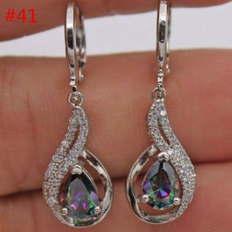 * 41 (5 * 3 cm) - 925 ezüst dangle csepp fülbevaló fülhorog holdkő női divat ékszer ajándék