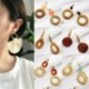 * 9 - Boho női kézzel készített fa rattan szalma szövés geometriai csepp fülbevalók ékszer ajándékok