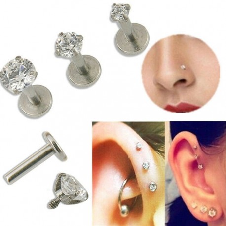 3mm - 16G drágakő kerek Tragus ajak gyűrű Monroe fülcsap fülbevaló test porc piercing