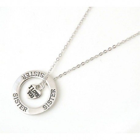 Ezüst színű Lánytestvér medál lánccal - kis szivecskével - Elegáns nyaklánc