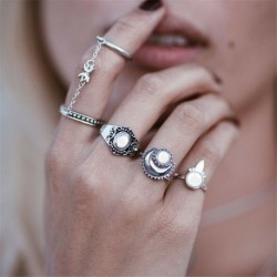 4db Star Moon Set ezüst - 15db Boho verem sima felett csülök gyűrű Midi ujjhegy gyűrűk készlet ezüst / arany