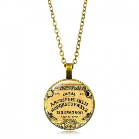 Ouija Board (bronzlánc) - Vintage punk üveg Cabochon bronz lánc pillangó medál nyaklánc ékszerek