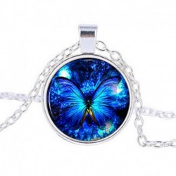 Pillangó - Vintage punk üveg Cabochon bronz lánc pillangó medál nyaklánc ékszerek