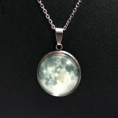 Fehér fluoreszkáló felkelő hold - Vintage punk üveg Cabochon bronz lánc pillangó medál nyaklánc ékszerek